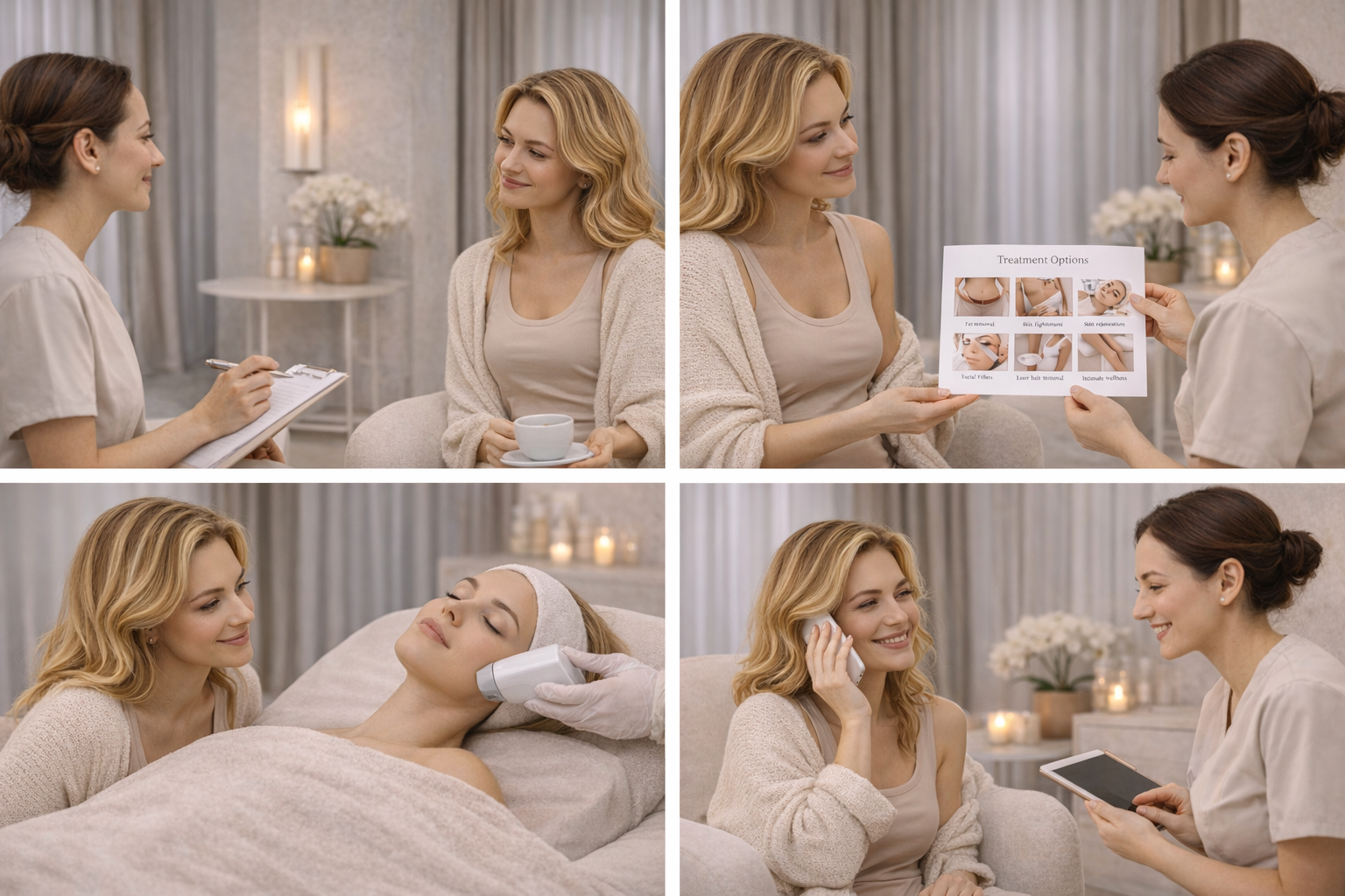 A calm, private consultation room with a comfortable chair and soft lighting.